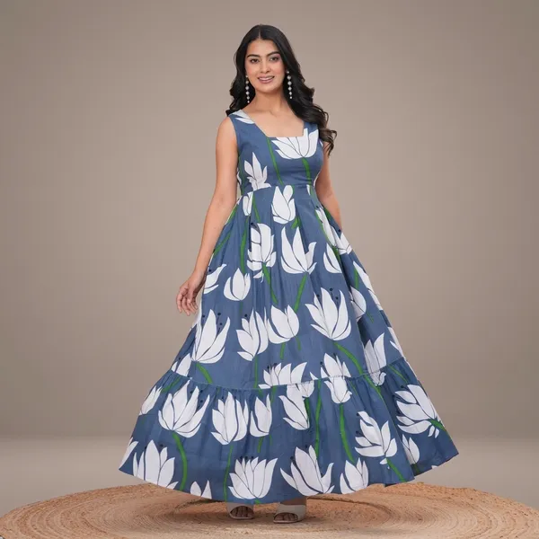 Blue_70%_Silk_And_30%_Rayon_Gown_For_Women