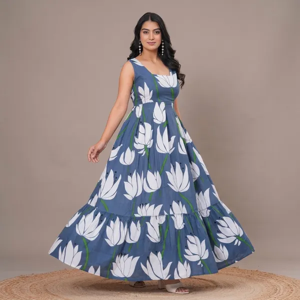 Blue_70%_Silk_And_30%_Rayon_Gown_For_Women