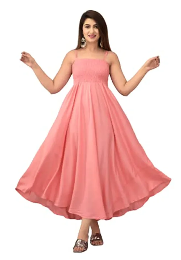 Peach_70%_Silk_And_30%_Rayon_Gown_For_Women