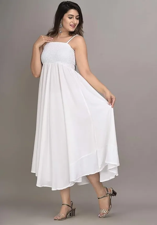 White_70%_Silk_And_30%_Rayon_Gown_For_Women