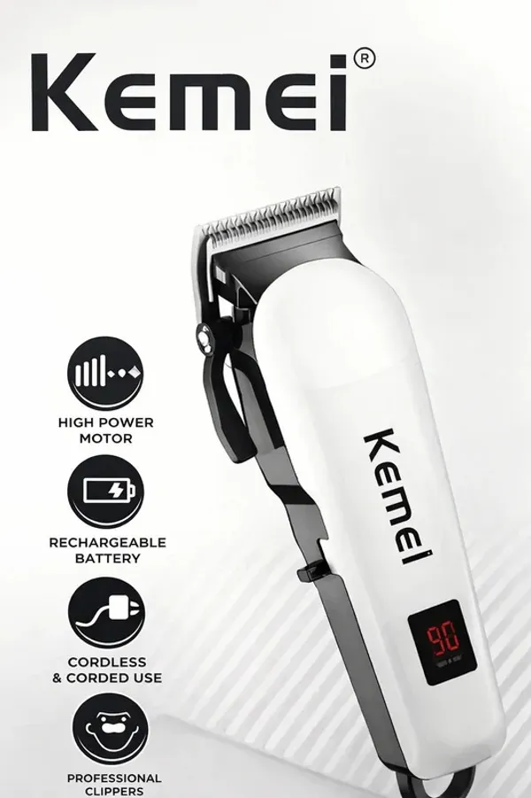 Kemei_Professional_Cordless_Hair_Clipper_With_Led_Display__Rechargeable_Trimmer_With_4_Guide_Combs