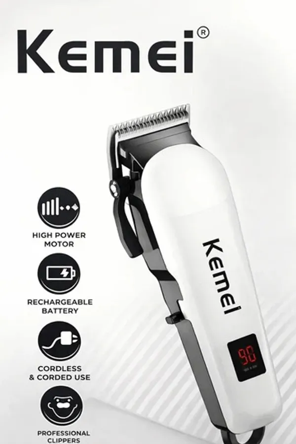 Kemei_Professional_Cordless_Hair_Clipper_With_Led_Display__Rechargeable_Trimmer_With_4_Guide_Combs