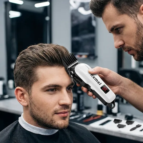 Kemei_Professional_Cordless_Hair_Clipper_With_Led_Display__Rechargeable_Trimmer_With_4_Guide_Combs