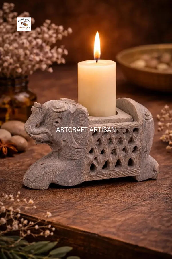 Stone_Carved_Elephant_Candle_holder