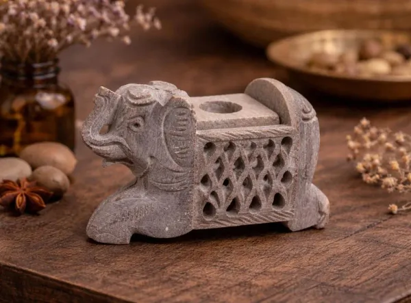 Stone_Carved_Elephant_Candle_holder