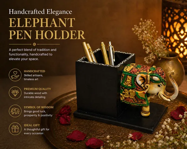 Wooden_Elephant_Carved_Pen_Stand
