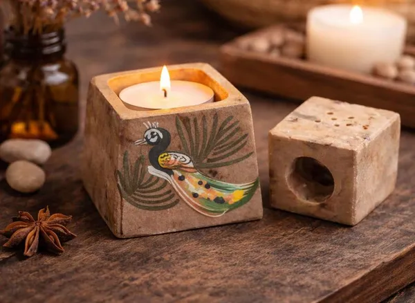 Stone_Peacock_Painted_Candle_holder