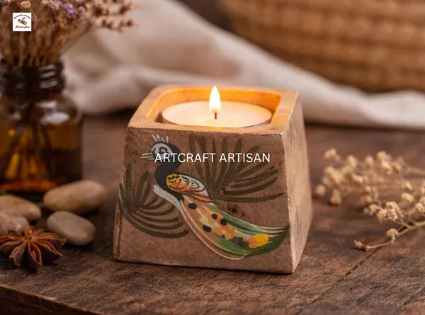 Stone_Peacock_Painted_Candle_holder