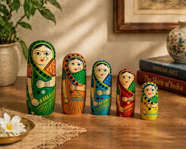 Multicolour_Hand_Painted_Wooden_Indian_Matryoshka_Nesting_Dolls_Set_Of_5_in_1_Set