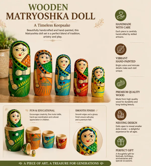Multicolour_Hand_Painted_Wooden_Indian_Matryoshka_Nesting_Dolls_Set_Of_5_in_1_Set