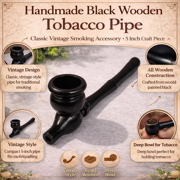 Black_Wooden_Craft_Pipe_5_Inch_|_Handmade_decor__Pipe