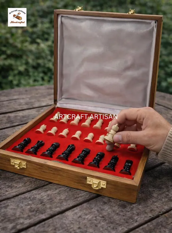 Multicolor_Handcrafted_Marble_Wooden_Chess_Set_With_Carved_Pieces