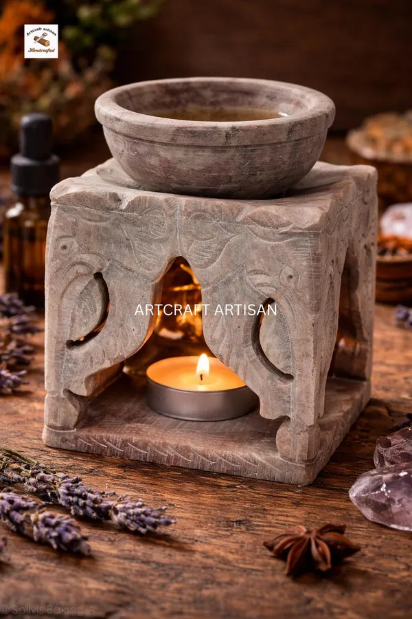 Brown_Handcrafted_Wooden_Elephant_Oil_Burner_And_Aroma_Diffuser