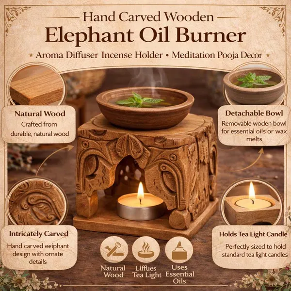 Brown_Handcrafted_Wooden_Elephant_Oil_Burner_And_Aroma_Diffuser