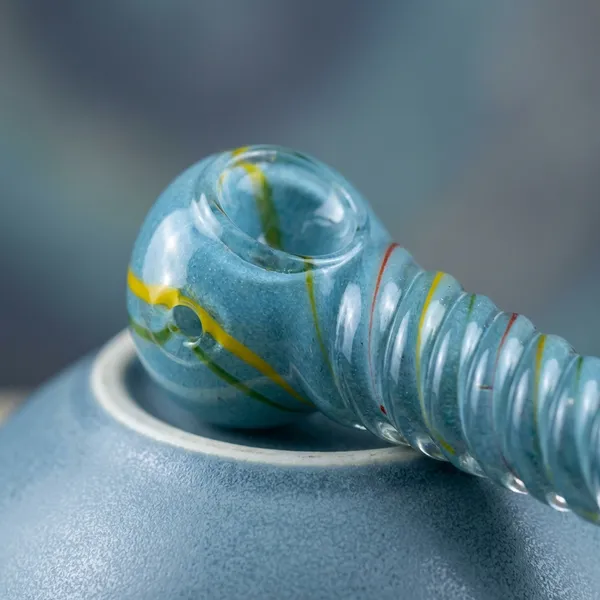 Blue_Hand_Blown_Glass_Decor_Pipe_With_Spiral_Design