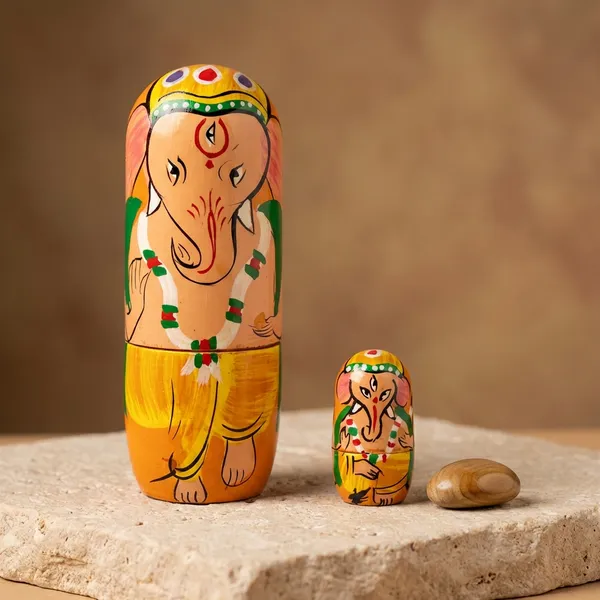 Golden_Handcrafted_Ganesha_Matryoshka_Nesting_Dolls_Set_5_Pcs_in_1_Set