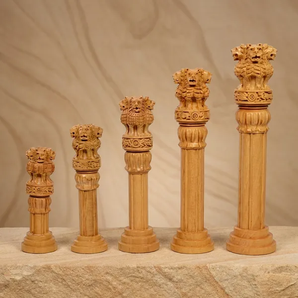 Light_Brown_Ashoka_Pillar_Lion_Capital_Decorative_Showpiece_Indian_National_Emblem_Miniature_Replicas_Set_Of_5