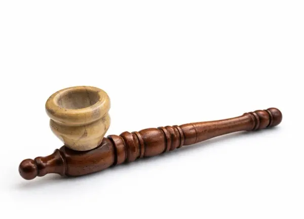 Brown_Wooden_Carved_decor__Pipe_with_Stone_Cap_|_Handmade_Wooden_craft_Pipe_|_Rustic_Engraved_Pipe_|_Vintage_Stone_Bowl_decor_Accessory