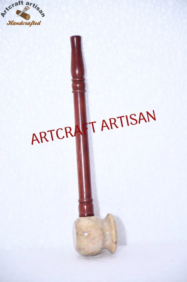 Brown_Wooden_craft_decor_Pipe_with_Stone_Cap_|_Handmade_Wooden_Pipe