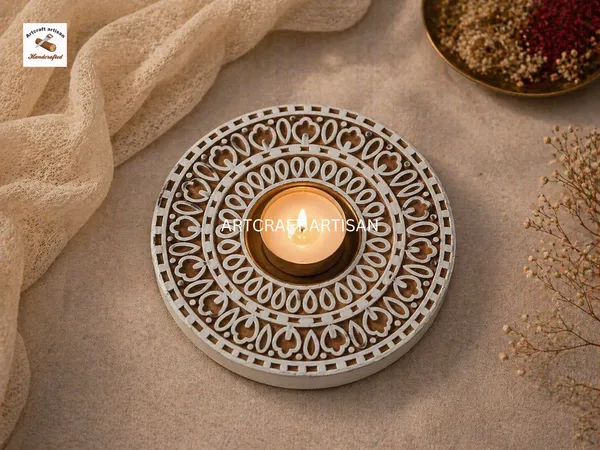 Handcrafted_Wooden_Candle_Holder_|_Mandala_Tealight_Holder_|_Handcarved_Home_Decor_|_Diwali_Decor_Gift_|_Rustic_Boho_Table_Centerpiece
