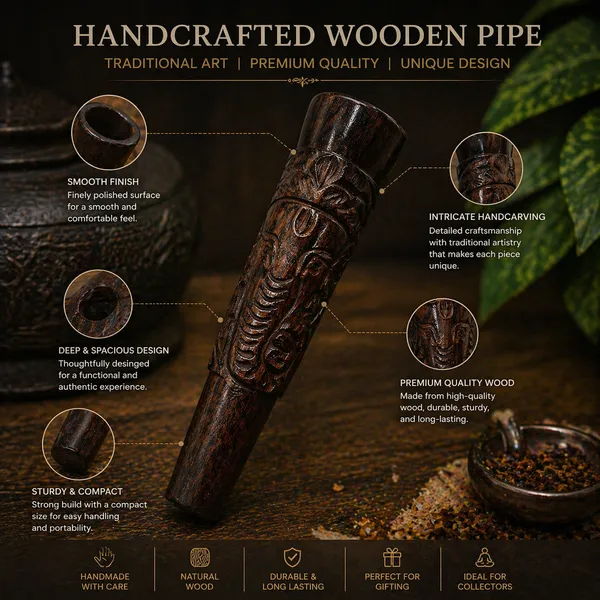 Handcrafted_Wooden_Ganesha_Carved_Decorative_Pipe_|_Spiritual_Home_Décor_|_Artisan_Wooden_Handicraft