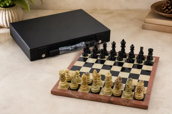 Flat_Marble_Chess_Set_14_Inch_with_Leather_Box_|_Handmade_Stone_Chess_Board_|_Luxury_Chess_Set_|_Home_Decor_Chess
