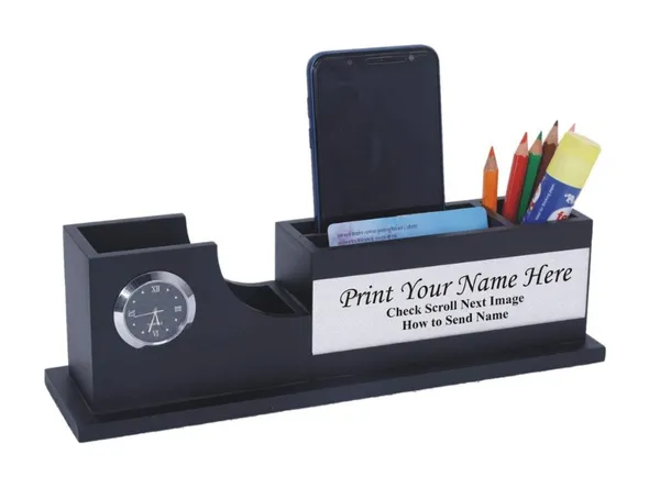 Wooden_Pen_Stand_With_Watch