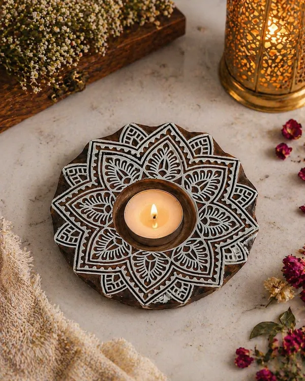 Hand_Carved_Wooden_Candle_Holder_|_Mandala_Tealight_Holder_|_Decorative_Diya_Stand_|_Handmade_Boho_Home_Decor_|_Festive_Gift_Item