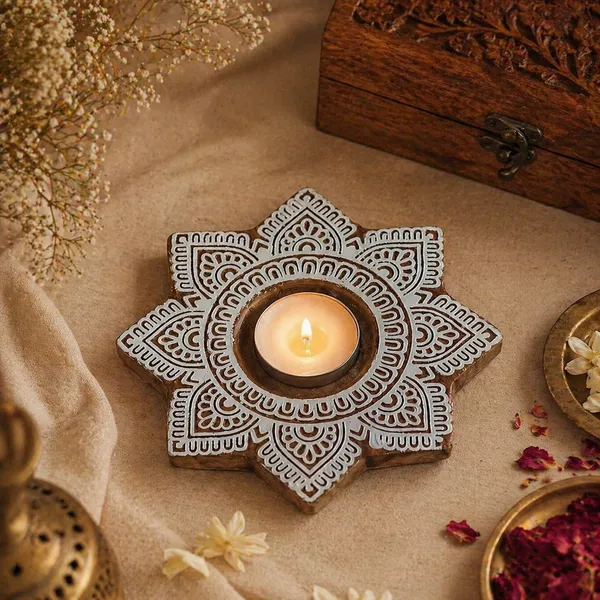 Hand_Carved_Wooden_Candle_Holder_|_Mandala_Tealight_Holder_|_Handmade_Decorative_Diya_Stand_|_Boho_Home_Decor_|_Festival_Gift_Decor