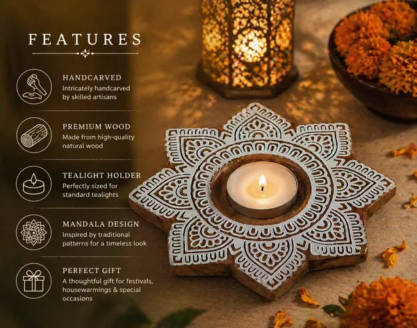 Hand_Carved_Wooden_Candle_Holder_|_Mandala_Tealight_Holder_|_Handmade_Decorative_Diya_Stand_|_Boho_Home_Decor_|_Festival_Gift_Decor