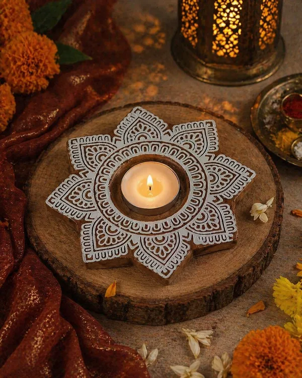 Hand_Carved_Wooden_Candle_Holder_|_Mandala_Tealight_Holder_|_Handmade_Decorative_Diya_Stand_|_Boho_Home_Decor_|_Festival_Gift_Decor