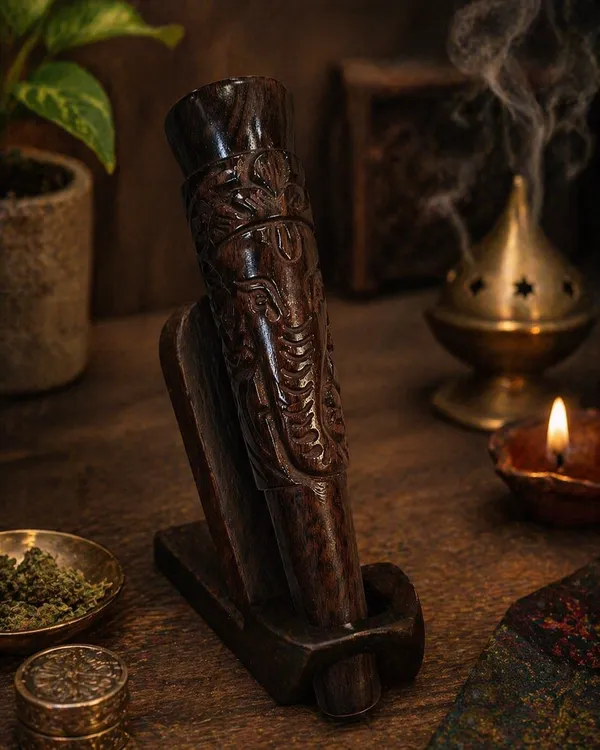 Handcrafted_Wooden_Ganesha_Carved_Decorative_Pipe_|_Spiritual_Home_Décor_|_Artisan_Wooden_Handicraft