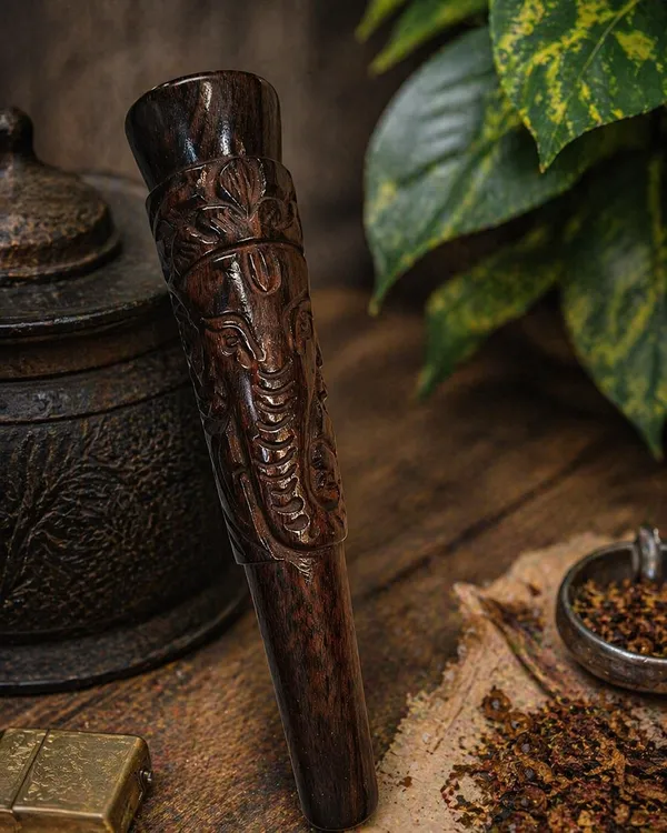 Handcrafted_Wooden_Ganesha_Carved_Decorative_Pipe_|_Spiritual_Home_Décor_|_Artisan_Wooden_Handicraft