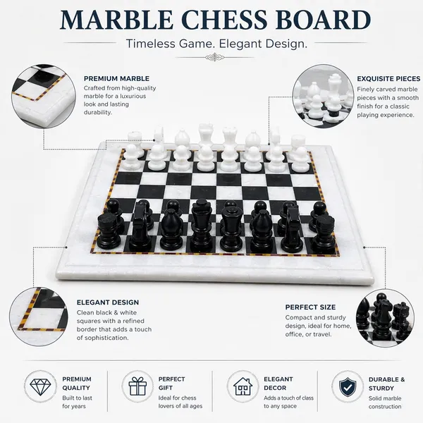 White_And_Black_Classic_Marble_Chess_Board_Game_Set