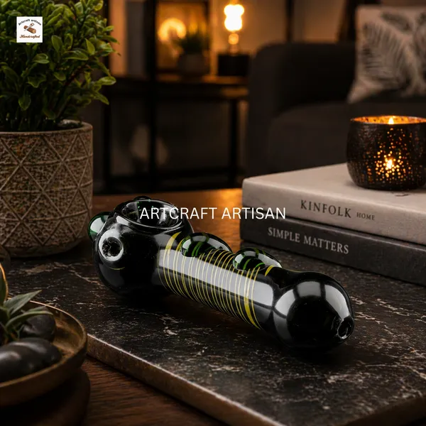 Black_Artistic_Hand_Blown_Glass_Decor_Pipe_With_Spiral_Design