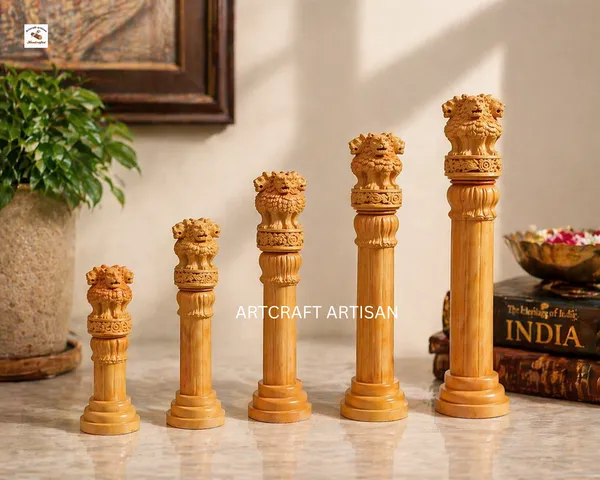 Light_Brown_Ashoka_Pillar_Lion_Capital_Decorative_Showpiece_Indian_National_Emblem_Miniature_Replicas_Set_Of_5