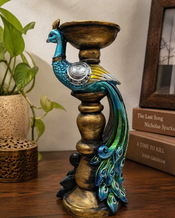 Hand-Painted__Decorative_Peacock_Statue