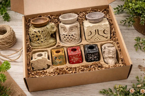 Stone_Carved_candle_holder_and_oil_burner_combo_of_8