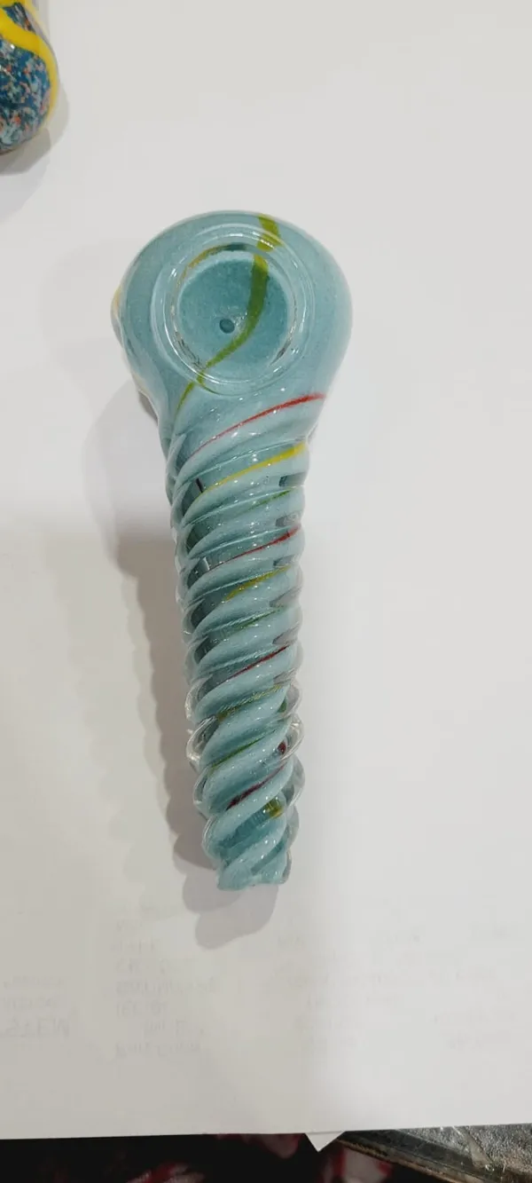 Blue_Hand_Blown_Glass_Decor_Pipe_With_Spiral_Design