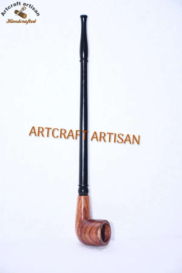 Wooden_Black_&_Brown_decor_pipe_10_Inch_|_Handmade_Long_Stem_Pipe_|_Vintage_Wooden_craft_Pipe