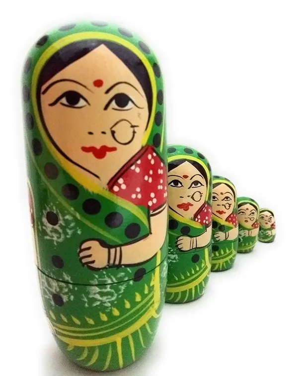 Wooden_Green_Painted_Indian_Lady_Doll