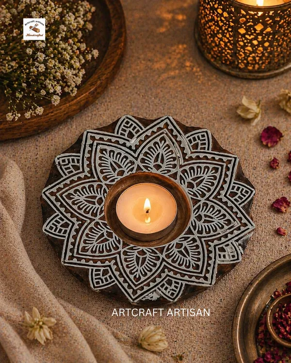 Hand_Carved_Wooden_Candle_Holder_|_Mandala_Tealight_Holder_|_Decorative_Diya_Stand_|_Handmade_Boho_Home_Decor_|_Festive_Gift_Item