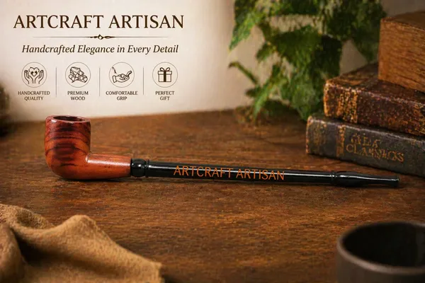 Wooden_Black_&_Brown_decor_pipe_10_Inch_|_Handmade_Long_Stem_Pipe_|_Vintage_Wooden_craft_Pipe