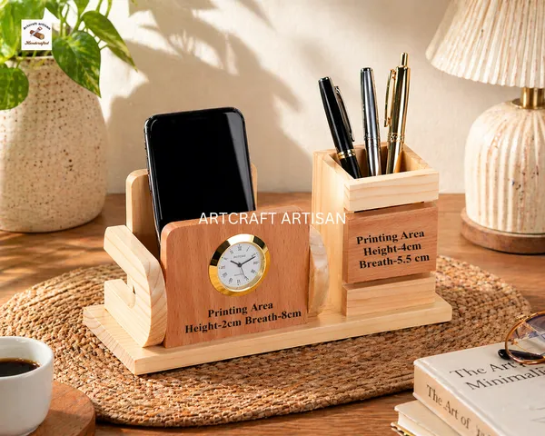 Wooden_Pen_Stand_With_Watch