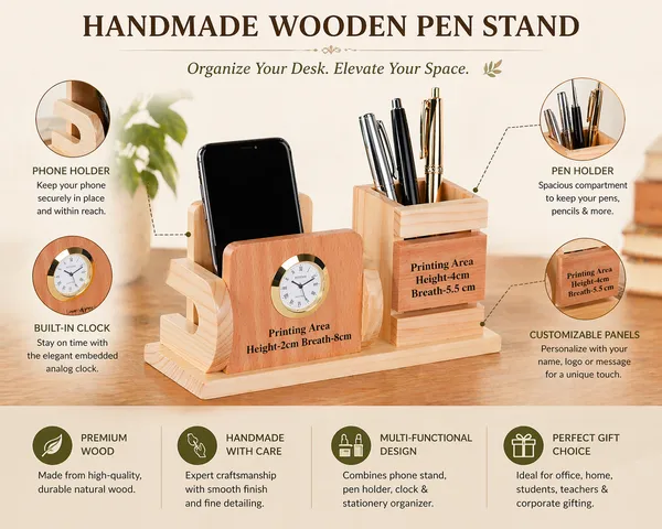 Wooden_Pen_Stand_With_Watch