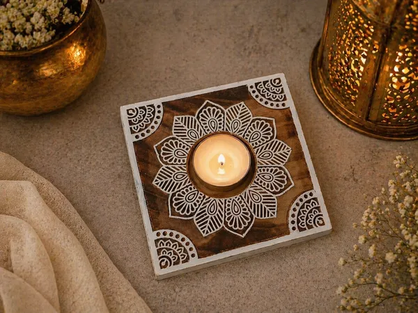 Handcarved_Wooden_Candle_Holder_|_Mandala_Design_Tealight_Holder_|_Handmade_Rustic_Home_Decor_|_Diwali_Decor_|_Boho_Table_Centerpiece_Gift