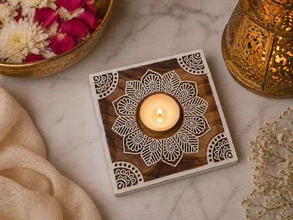 Handcarved_Wooden_Candle_Holder_|_Mandala_Design_Tealight_Holder_|_Handmade_Rustic_Home_Decor_|_Diwali_Decor_|_Boho_Table_Centerpiece_Gift