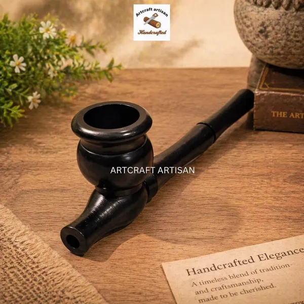 Black_Wooden_Craft_Pipe_5_Inch_|_Handmade_craft_decor__Pipe_|_Classic_Tobacco_Pipe_|_Vintage_Black_Smoking_Accessory