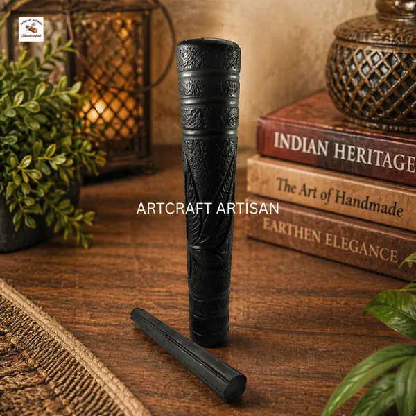 Black_Handcrafted_Clay_Décor_Pipe_With_Intricate_Carvings