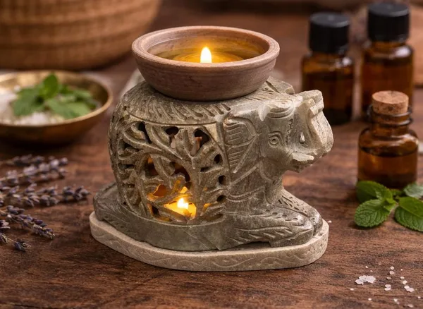 Brown_Handcrafted_Elephant_Oil_Burner_And_Aroma_Diffuser_Soapstone_Incense_Holder